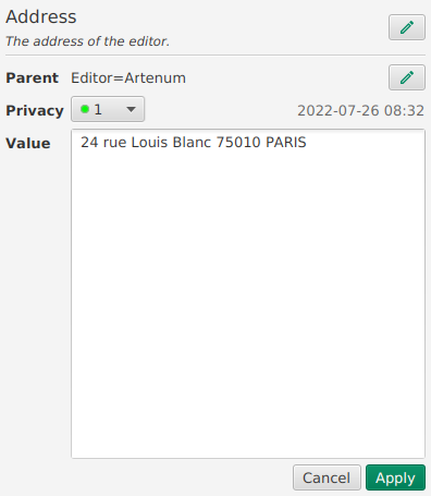 Instance editor