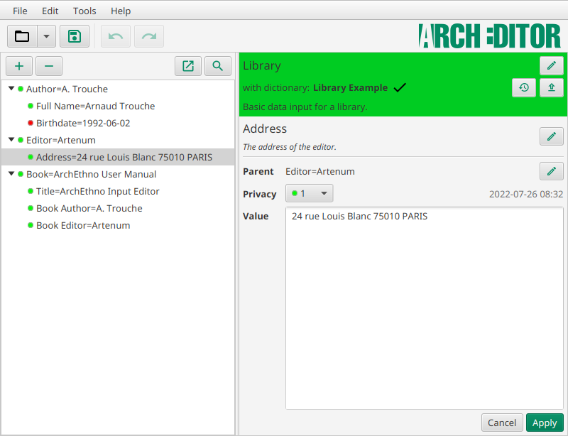 Main application window