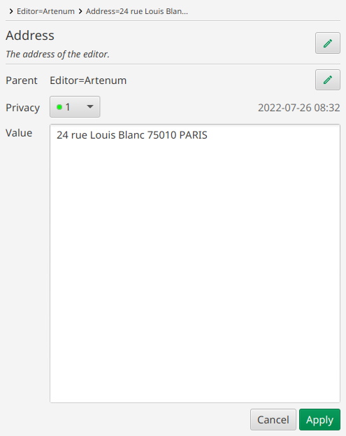 Instance editor