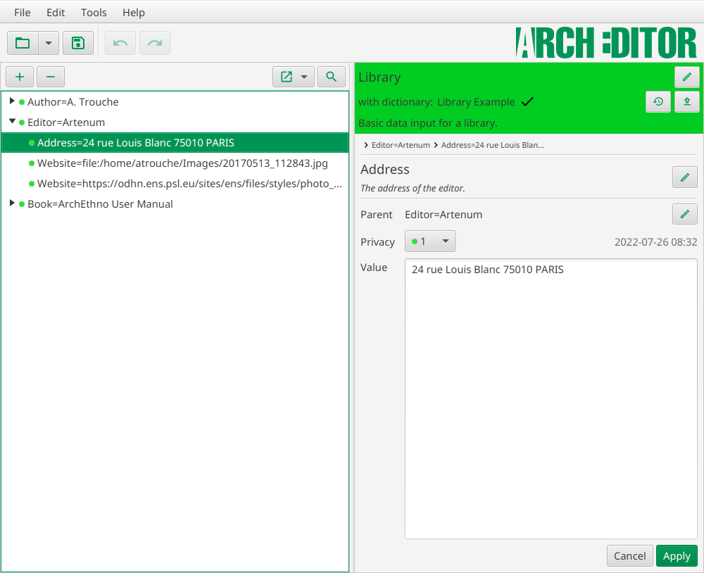 Main application window