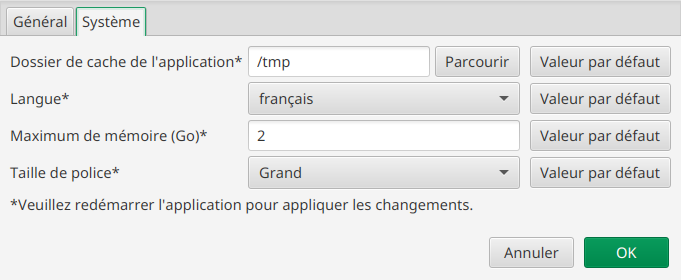 System preferences panel